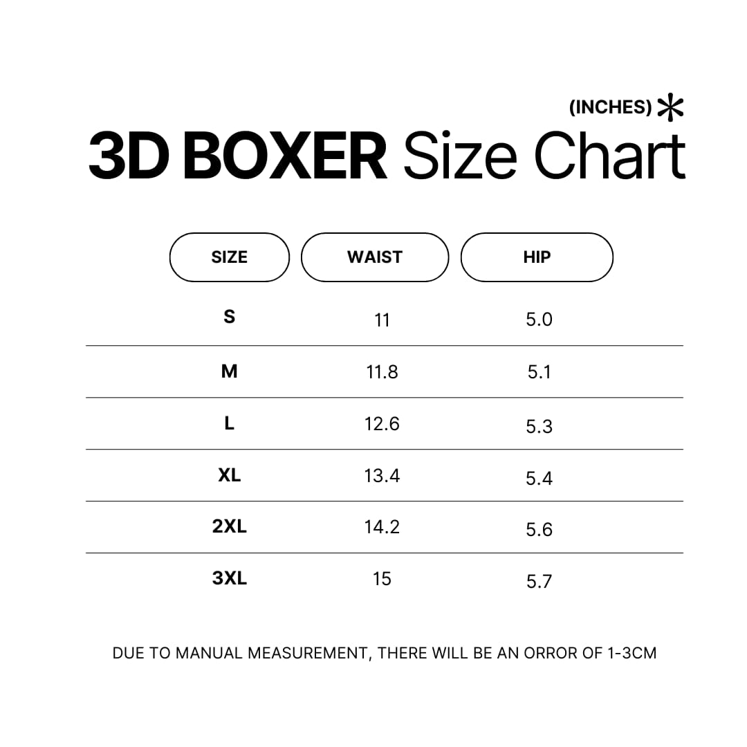 Boxer Size Chart - Bad Omens Band Merch