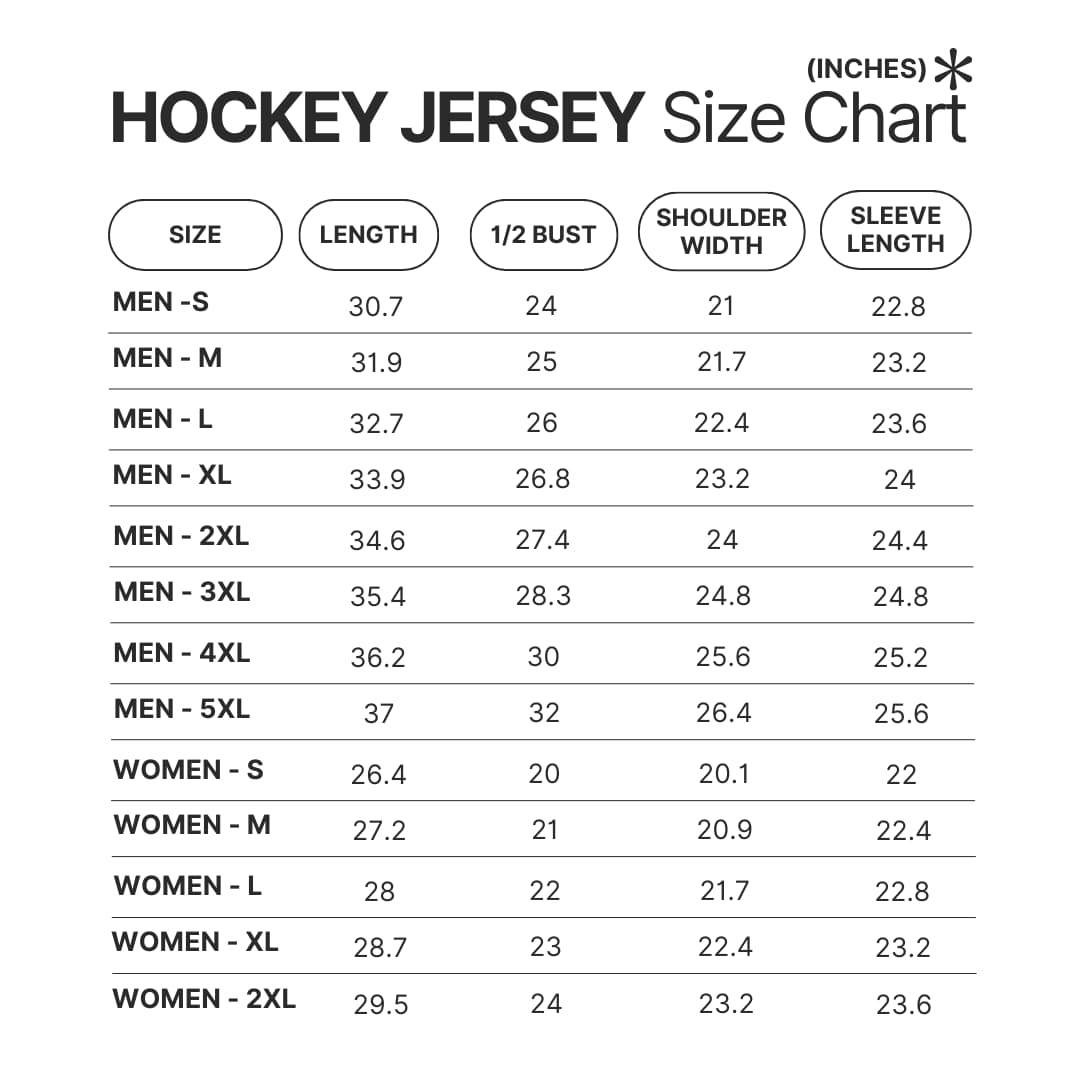 Hockey Jersey Size Chart - Bad Omens Band Merch