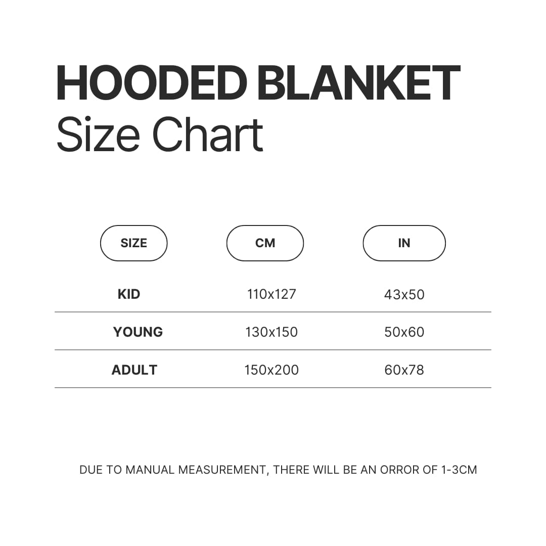 Hooded Blanket Size Chart - Bad Omens Band Merch