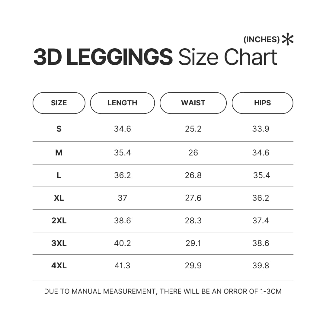 Leggings Size Chart - Bad Omens Band Merch