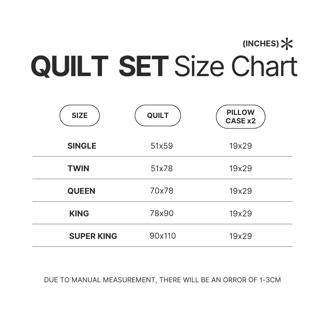 Quilt Set Size Chart - Bad Omens Band Merch