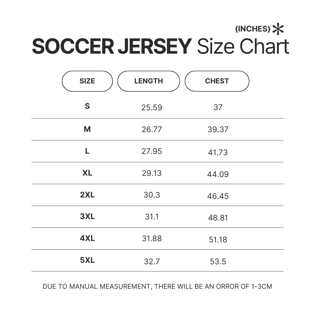 Soccer Jersey Size Chart - Bad Omens Band Merch