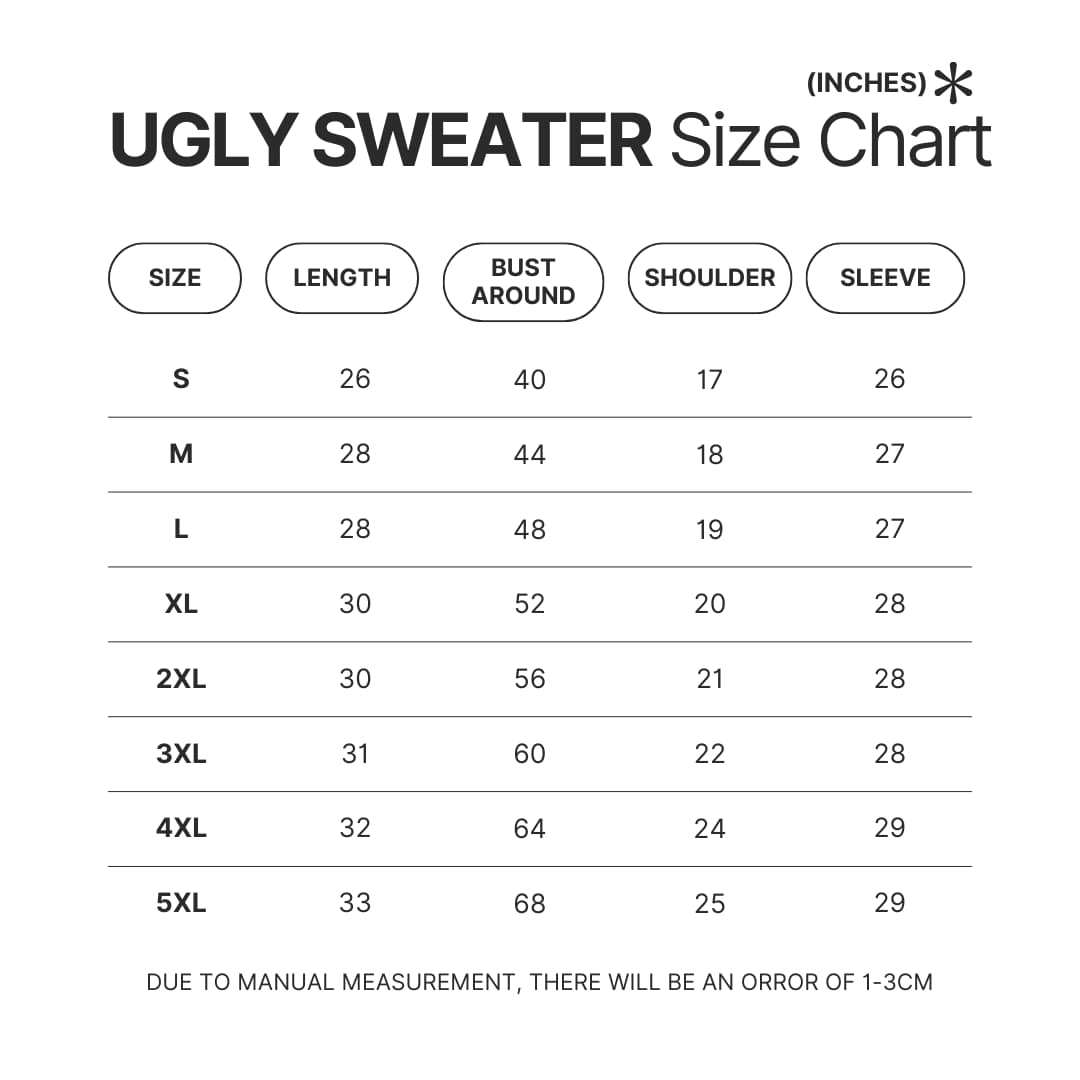 Ugly Sweater Size Chart 1 - Bad Omens Band Merch