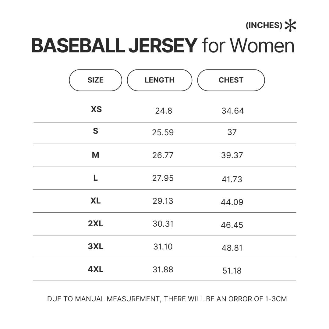 Women Baseball Jersey Size Chart - Bad Omens Band Merch