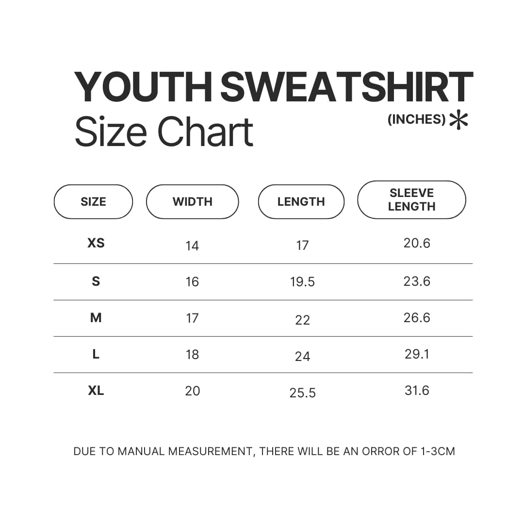 Youth Sweatshirt Size Chart - Bad Omens Band Merch