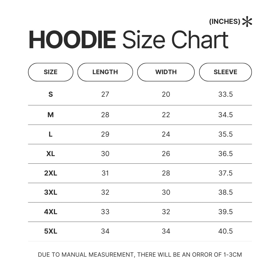 Hoodie Size Chart - Bad Omens Band Merch