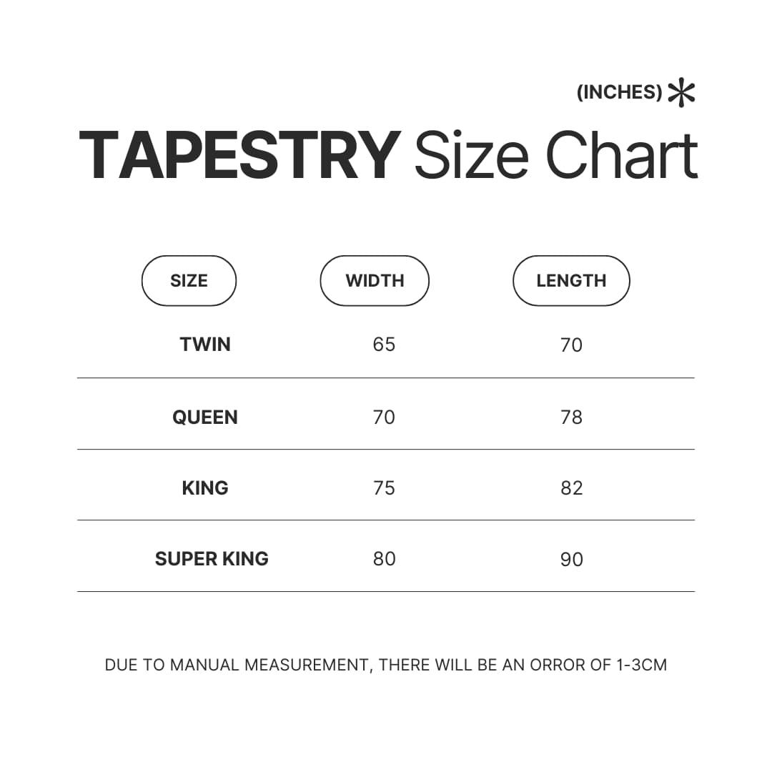 Tapestry Size Chart - Bad Omens Band Merch