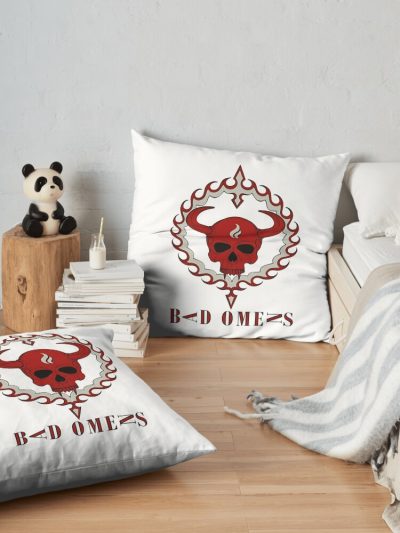 Bad Omen Skull Logo Throw Pillow Official Bad Omens Merch