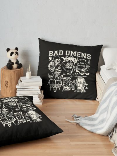 Vintage Bad Omens 90S Throw Pillow Official Bad Omens Merch