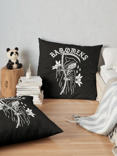 Bad Omens Reaper Throw Pillow Official Bad Omens Merch