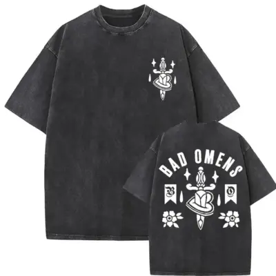 Bad Omens Knife Logo Mineral Wash T-Shirt