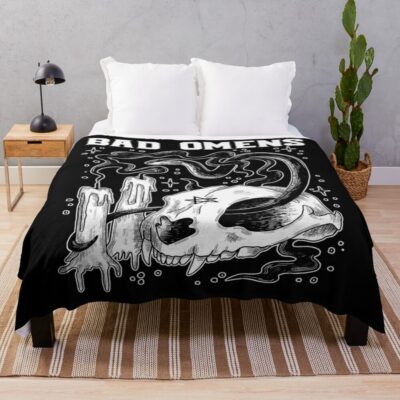 Dark Aesthetic Skull And Candles Throw Blanket