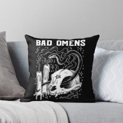 Dark Aesthetic Skull And Candles Throw Pillow